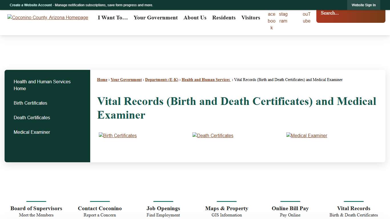 Vital Records (Birth and Death Certificates) and Medical Examiner | Coconino
