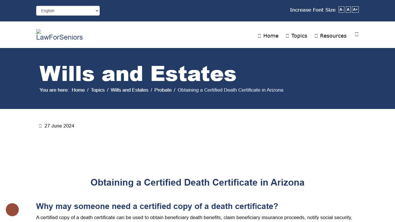 Obtaining a Certified Death Certificate in Arizona