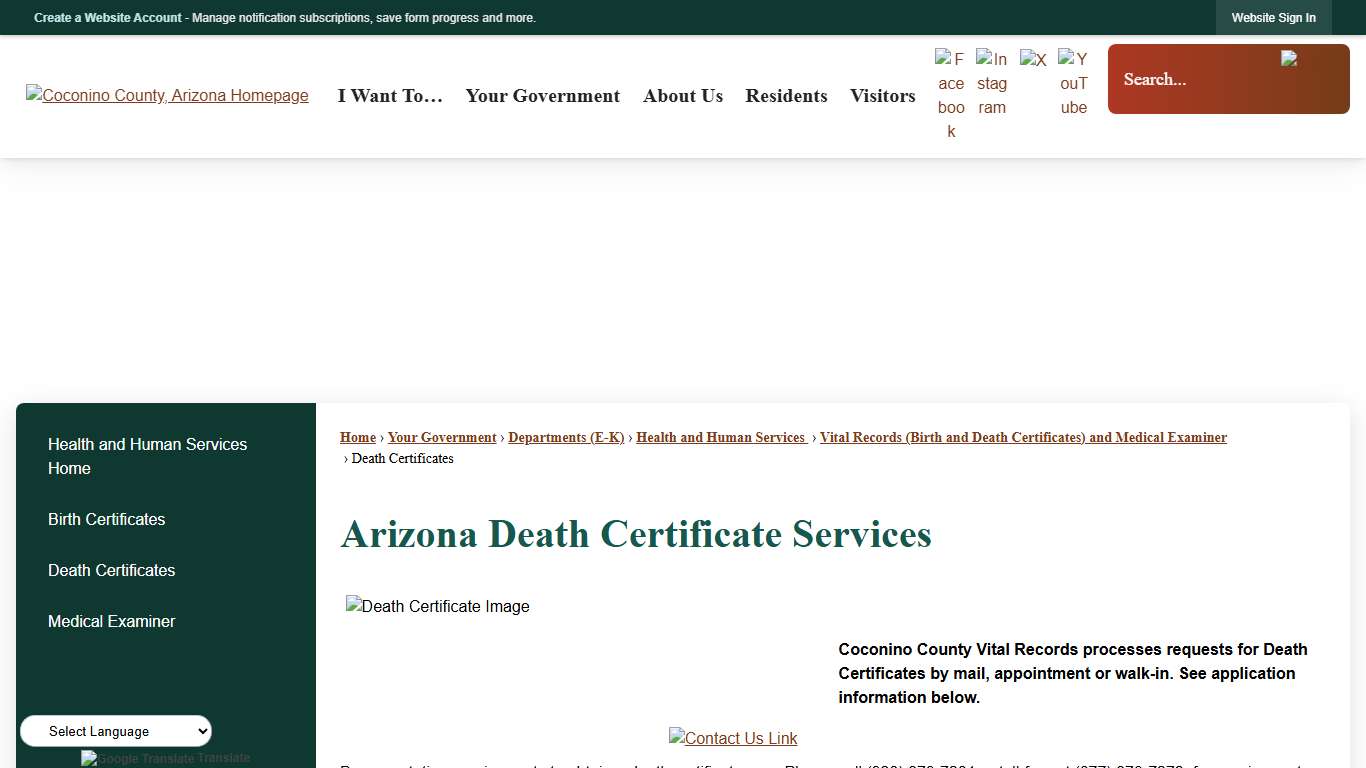Arizona Death Certificate Services | Coconino